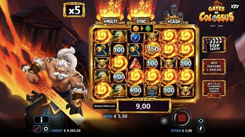 Gates of Colossus MultiChase - combinação vencedora no jogo principal
